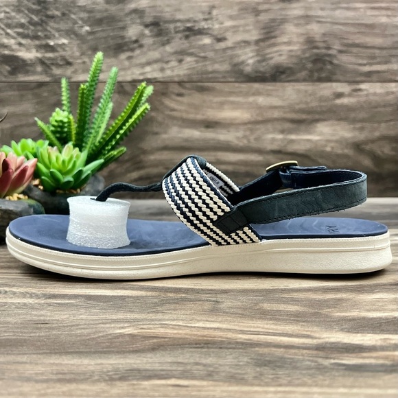 NIB Sperry Top Sider Adriatic Sling Thong Sandal Navy 8M Leather/Webbing - Picture 6 of 11